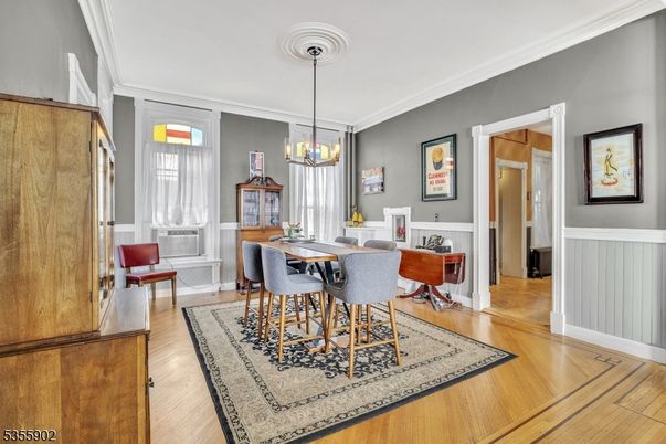 Chandelier, Dining room, Interior, Pendant Lights, Wood Texture Flooring