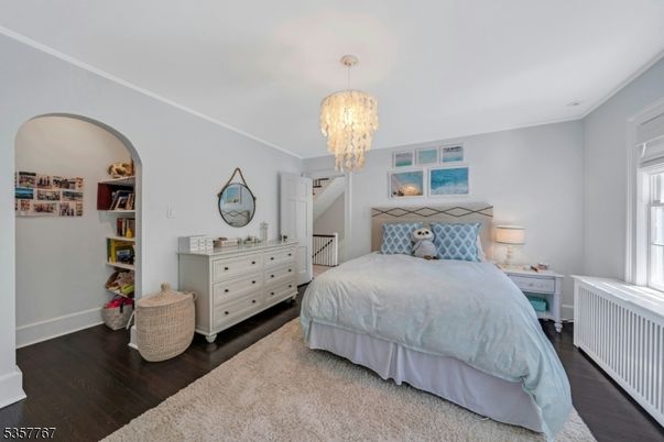 Bedroom, Chandelier, Interior, Wood Texture Flooring