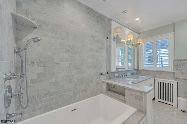 Bathroom, Interior, Marble Walls, Recessed Lighting