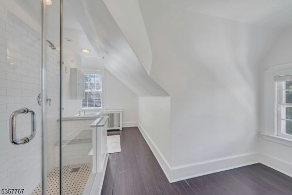 Bathroom, Glass Shower, Interior, Wood Texture Flooring