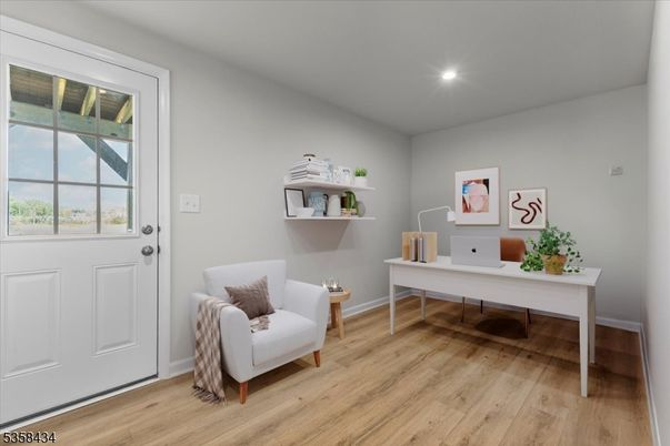 Home Office, Interior, Recessed Lighting, Wood Texture Flooring