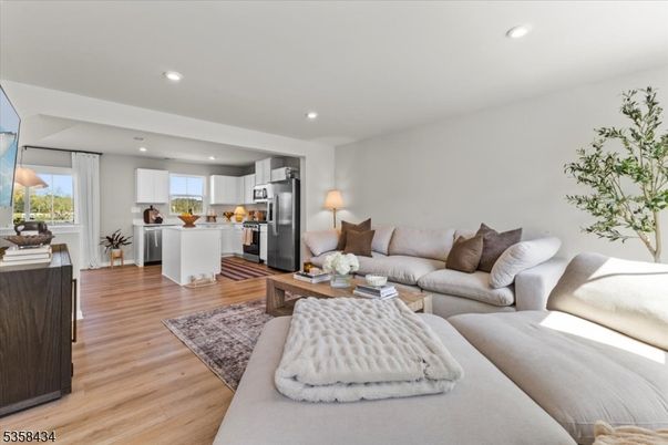 Interior, Kitchen, Living room, Recessed Lighting, Stainless Steel Appliances, Wood Texture Flooring