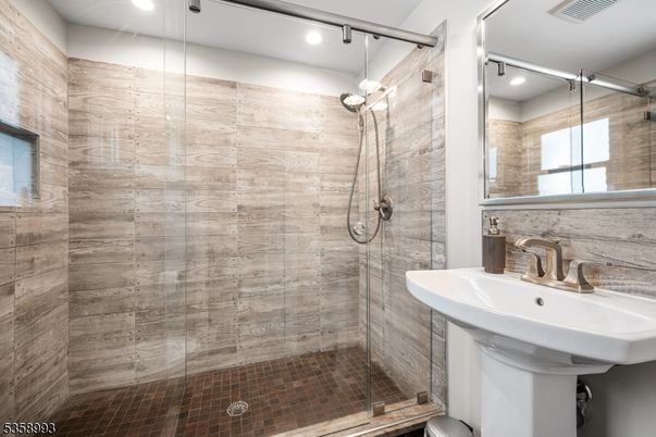 Bathroom, Glass Shower, Interior, Recessed Lighting