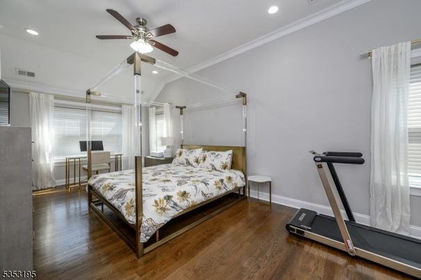 Bedroom, Fitness Equipment, Interior, Recessed Lighting, Wood Texture Flooring