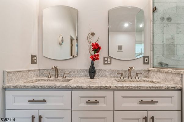 Bathroom, Dual Sink Vanities, Interior, Marble Walls