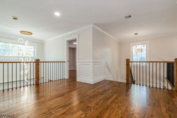 Empty room, Interior, Pendant Lights, Recessed Lighting, Wood Texture Flooring