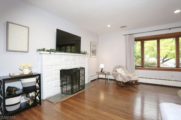 Fireplace, Interior, Recessed Lighting, Wood Texture Flooring