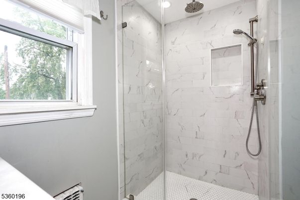 Bathroom, Glass Shower, Interior, Marble Walls, Recessed Lighting