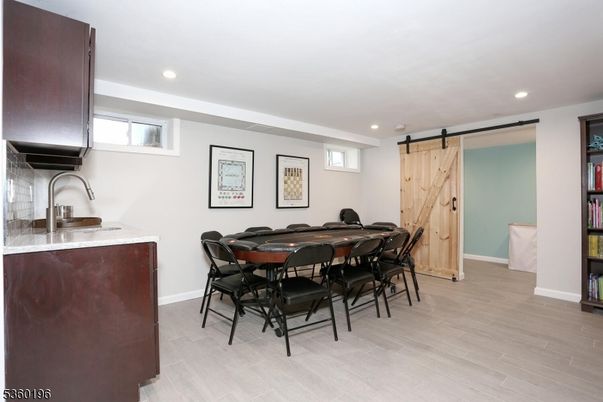 Dining room, Interior, Recessed Lighting, Wood Texture Flooring