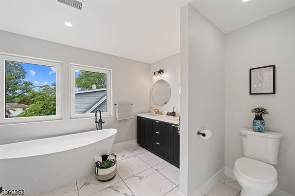 Bathroom, Free Standing Baths, Interior, Marble, Recessed Lighting