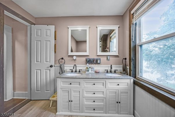 Bathroom, Dual Sink Vanities, Interior, Wood Texture Flooring