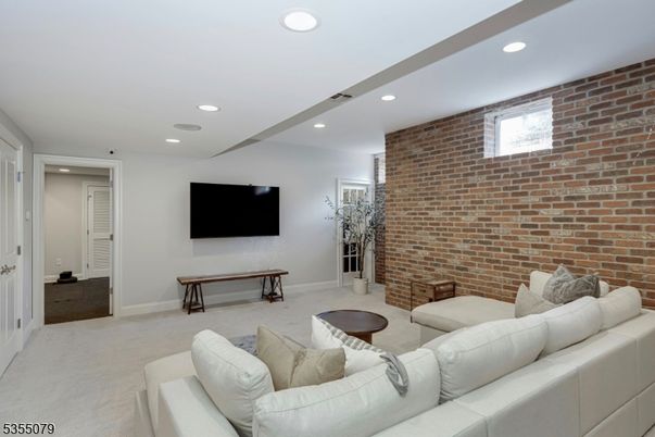 Interior, Living room, Recessed Lighting, Stone Walls