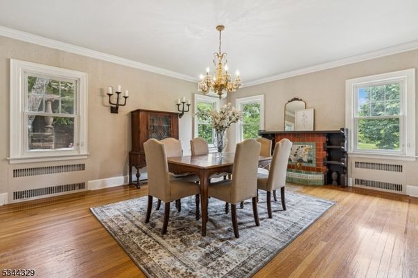 Chandelier, Dining room, Interior, Wood Texture Flooring
