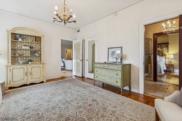 Bedroom, Chandelier, Interior, Wood Texture Flooring