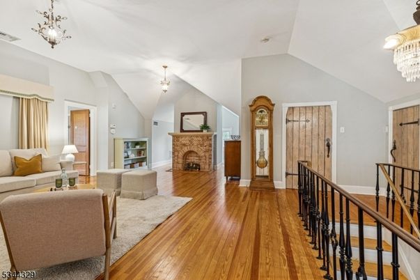 Chandelier, Fireplace, Interior, Living room, Wood Texture Flooring