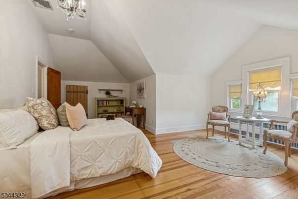 Bedroom, Chandelier, Interior, Wood Texture Flooring