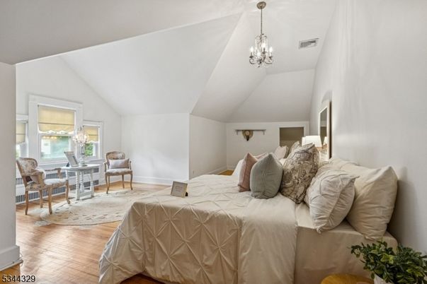 Bedroom, Chandelier, Interior, Water, Wood Texture Flooring