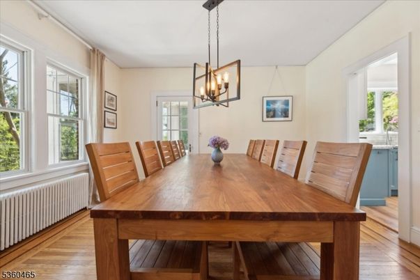 Chandelier, Dining room, Interior, Pendant Lights, Wood Texture Flooring