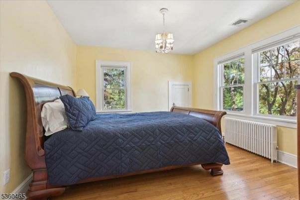 Bedroom, Chandelier, Interior, Wood Texture Flooring