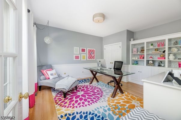 Home Office, Interior, Pendant Lights, Wood Texture Flooring