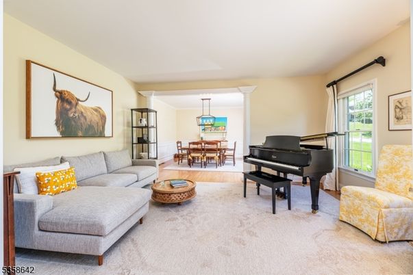 Dining room, Interior, Living room, Pendant Lights, Piano