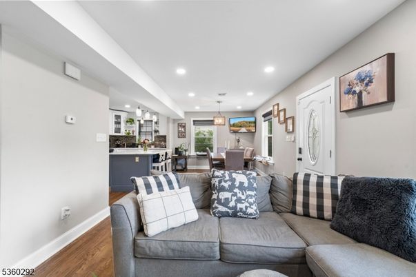 Dining room, Interior, Kitchen, Living room, Pendant Lights, Recessed Lighting, Wood Texture Flooring