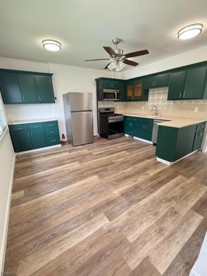 Interior, Kitchen, Stainless Steel Appliances, Wood Texture Flooring