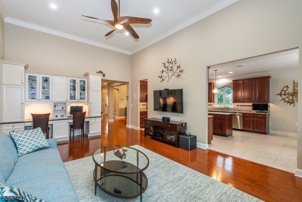 Dining room, Interior, Kitchen, Living room, Pendant Lights, Recessed Lighting, Wood Texture Flooring