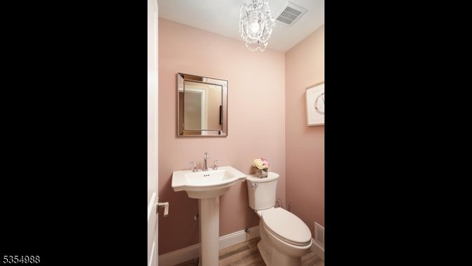 Bathroom, Chandelier, Interior, Wood Texture Flooring