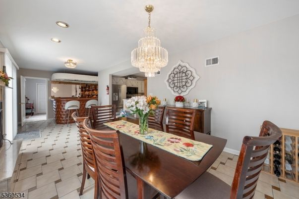 Chandelier, Dining room, Interior, Recessed Lighting