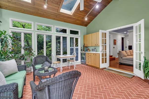 Dining room, Interior, Living room, Recessed Lighting, Sun Room, Wooden Ceilings