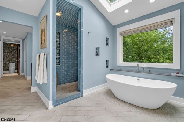 Bathroom, Free Standing Baths, Glass Shower, Interior, Recessed Lighting