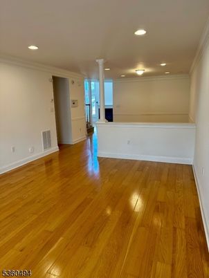 Empty room, Fireplace, Interior, Recessed Lighting, Wood Texture Flooring