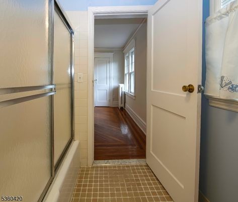 Bathroom, Glass Shower, Interior, Wood Texture Flooring