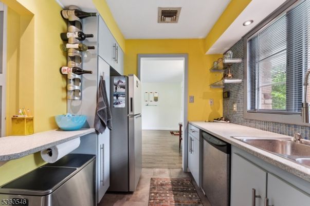 Interior, Kitchen, Recessed Lighting, Wood Texture Flooring