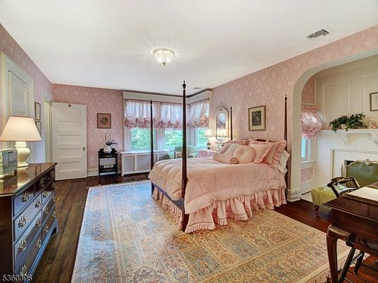 Bedroom, Fireplace, Interior, Wood Texture Flooring