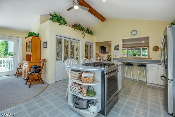 Interior, Kitchen, Recessed Lighting, Wooden Beams