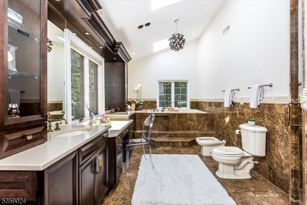 Bathroom, Chandelier, Dual Sink Vanities, Interior, Pendant Lights, Recessed Lighting