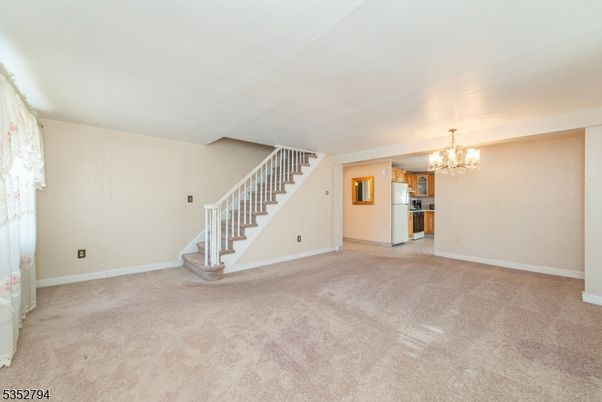 Chandelier, Empty room, Interior, Kitchen, Stainless Steel Appliances