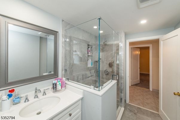 Bathroom, Glass Shower, Interior, Recessed Lighting