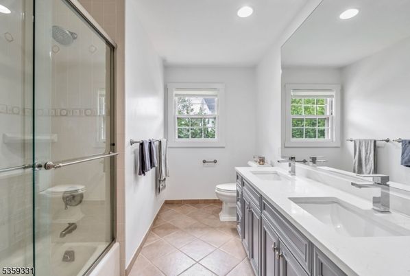 Bathroom, Dual Sink Vanities, Glass Shower, Interior, Recessed Lighting