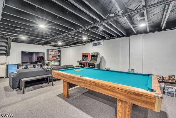 Billiard Table, Game Room, Interior, Recessed Lighting