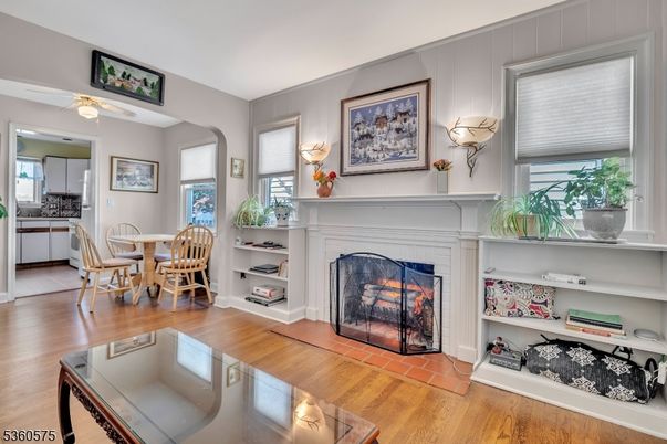 Dining room, Fireplace, Interior, Wood Texture Flooring