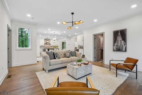 Interior, Kitchen, Living room, Pendant Lights, Recessed Lighting, Stainless Steel Appliances, Wood Texture Flooring