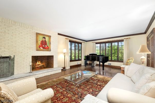 Fireplace, Interior, Living room, Piano, Stone Walls, Wood Texture Flooring