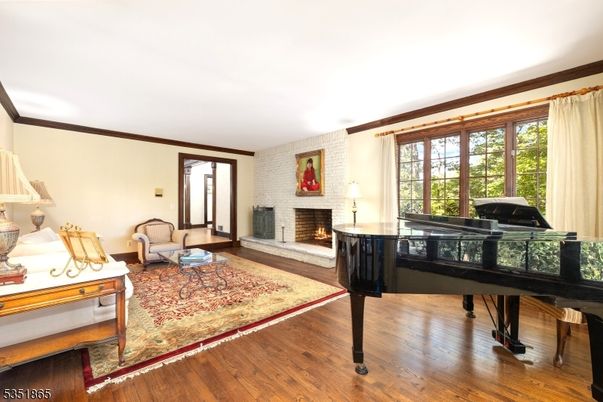 Fireplace, Interior, Living room, Piano, Stone Walls, Wood Texture Flooring