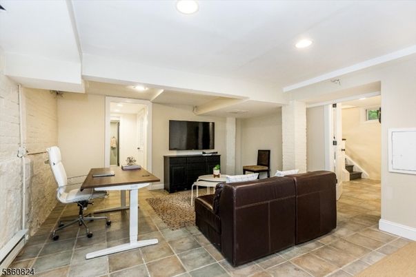 Fireplace, Home Office, Interior, Recessed Lighting
