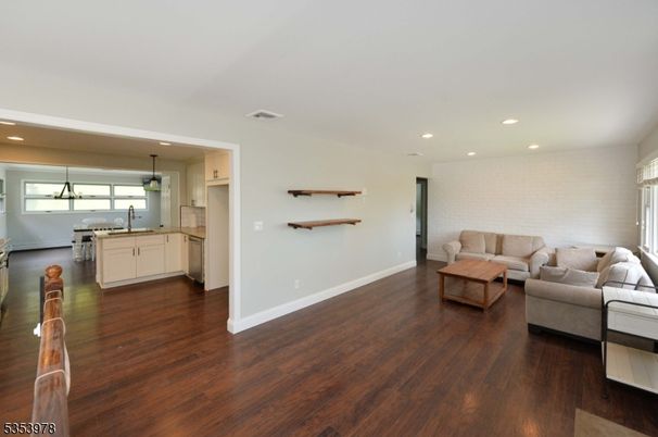 Interior, Kitchen, Living room, Pendant Lights, Recessed Lighting, Wood Texture Flooring