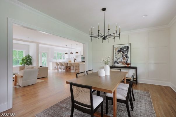 Dining room, Interior, Kitchen, Living room, Pendant Lights, Recessed Lighting, Wood Texture Flooring