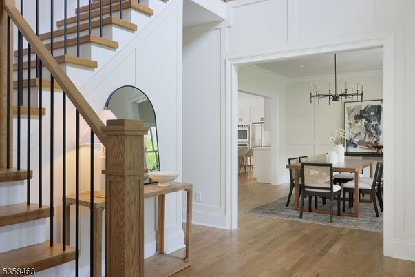 Dining room, Interior, Kitchen, Pendant Lights, Wood Texture Flooring